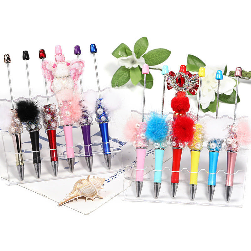 Wholesale 5pcs Creative Pearl Ball DIY Bead Sparkling Bubble Ball Spinning Ballpoint Pen